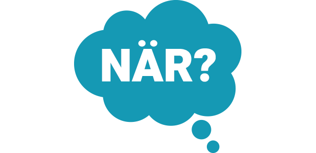En frågebubbla där det står När?